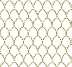 RI5176 Gold/White Laurel Wallpaper