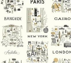 RI5161 Gray/Gold City Maps Wallpaper