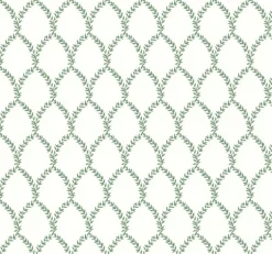 RI5178 Green/White Laurel Wallpaper