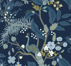 RI5172 Navy Peacock Wallpaper