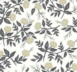 RI5150 White/Black Peonies Wallpaper