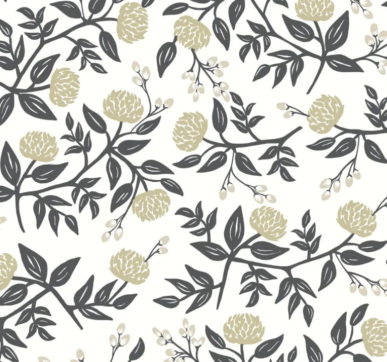 RI5150 White/Black Peonies Wallpaper
