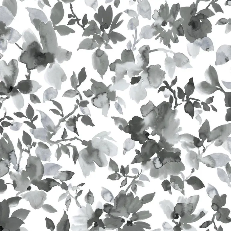 RMK11236WP Black Watercolor Floral Peel & Stick Wallpaper