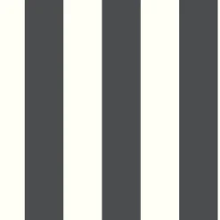 RMK11082WP Black White Awning Stripe Black Peel & Stick Wallpaper