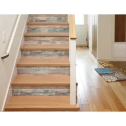RMK9052WP Blue Distressed Wood Peel and Stick Wall Decor