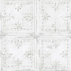 RMK11209WP Tin Tile White Peel and Stick Wallpaper