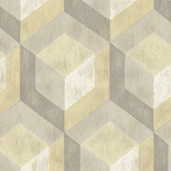 Rustic Wood Tile Honey Geometric Wallpaper