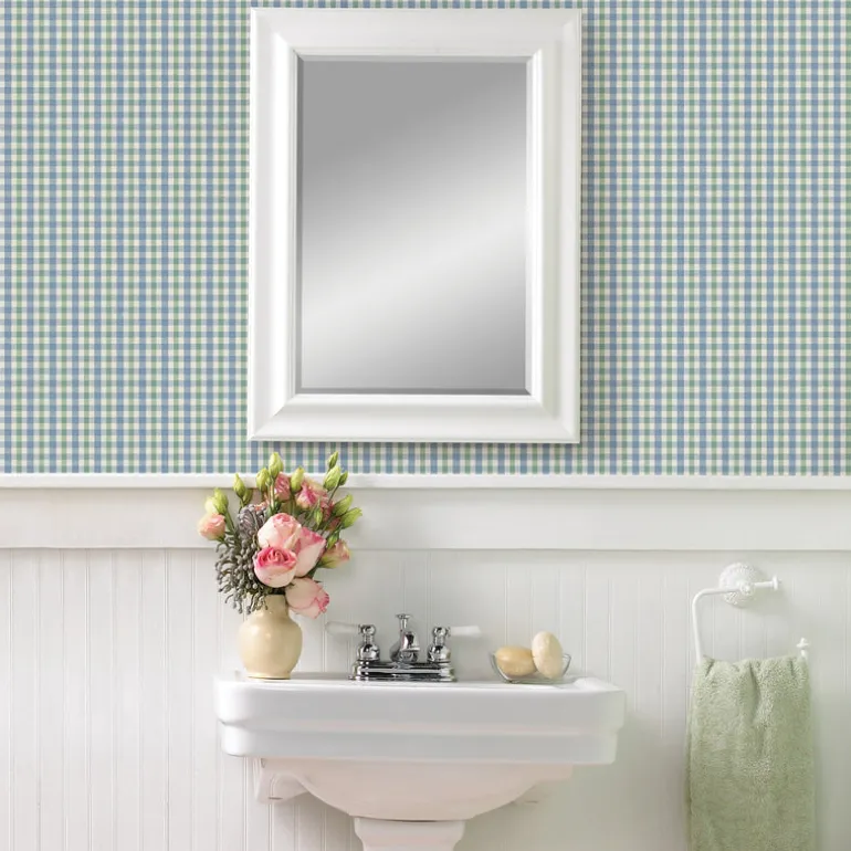 Sage Hill Roslin Aqua Check Wallpaper