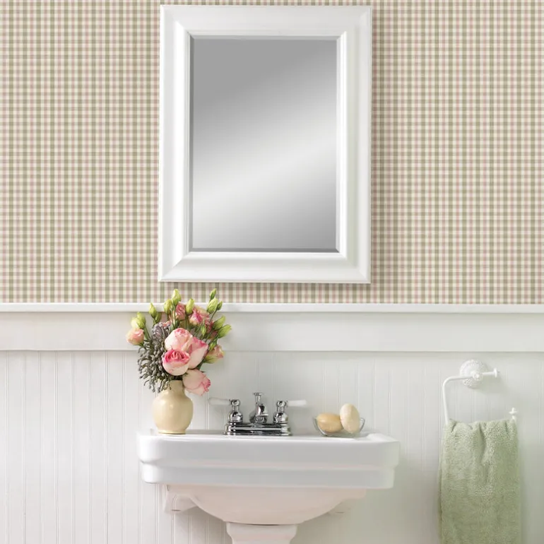 Sage Hill Roslin Pink Check Wallpaper