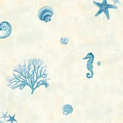 Saguaro Blue Seashells Wallpaper