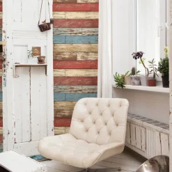 Scrap Wood Red Weathered Texture Wallpaper