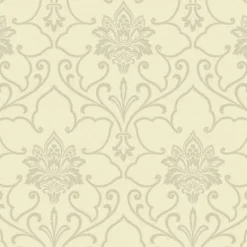 SL5708 Metallic Grey Silver Scroll Medallion York Wallpaper