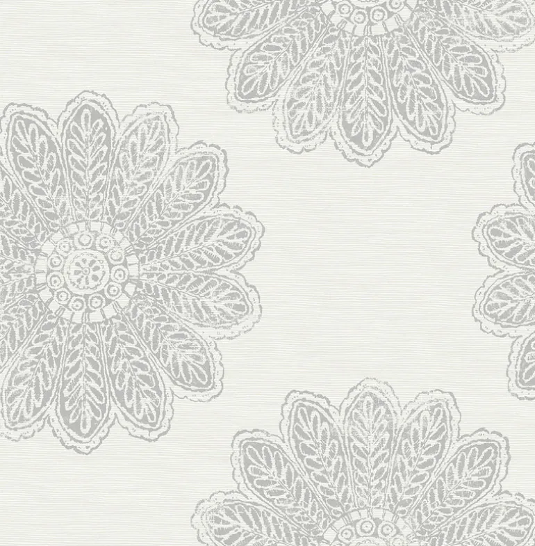 Sol Light Grey Medallion Wallpaper