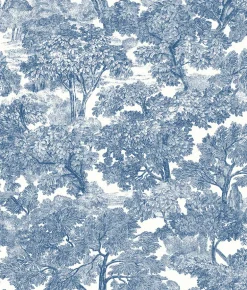Spinney Blue Toile Wallpaper