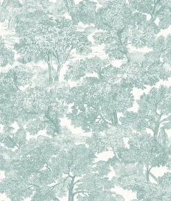 Spinney Teal Toile Wallpaper