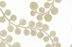 Spiral Branch Print Gold On White Laura Kiran Fabric