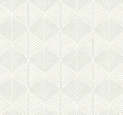 SS2565 White Gray Palm Thatch Wallpaper