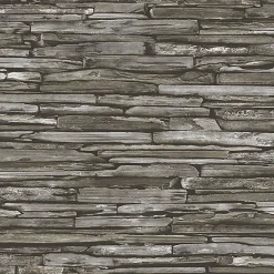 Stacked Slate Green Industrial Wallpaper