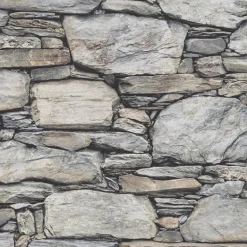 Stone Wall Grey Historic Wallpaper