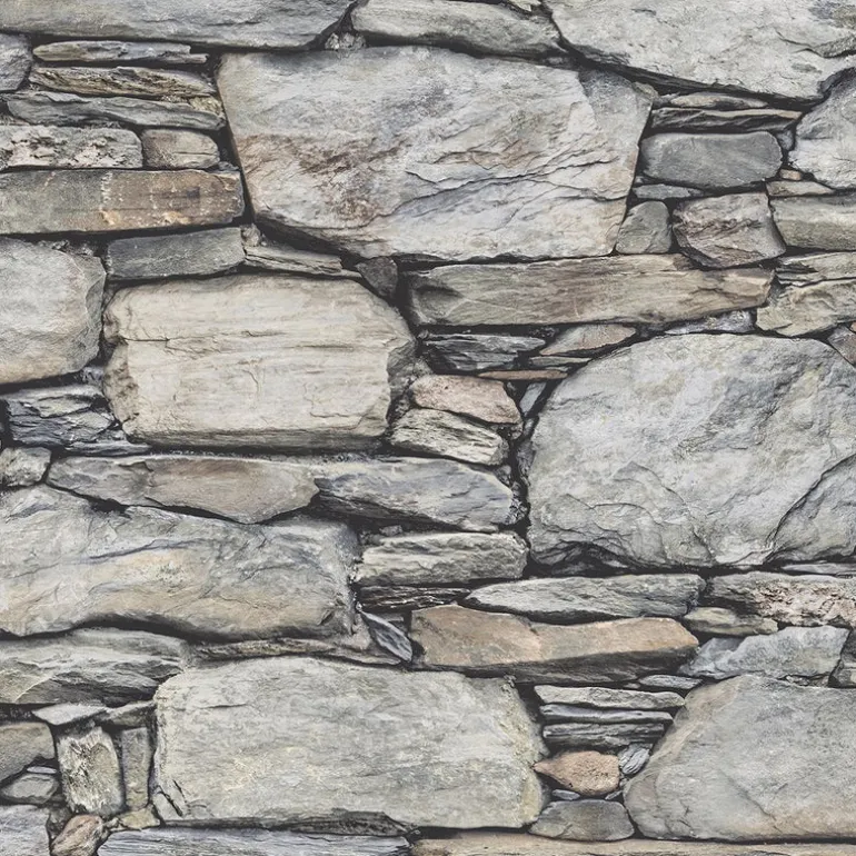 Stone Wall Grey Historic Wallpaper