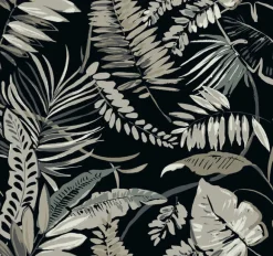 TC2625 Black Tropical Toss Wallpaper