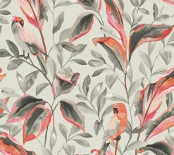 TC2652 Gray Tropical Love Birds Wallpaper