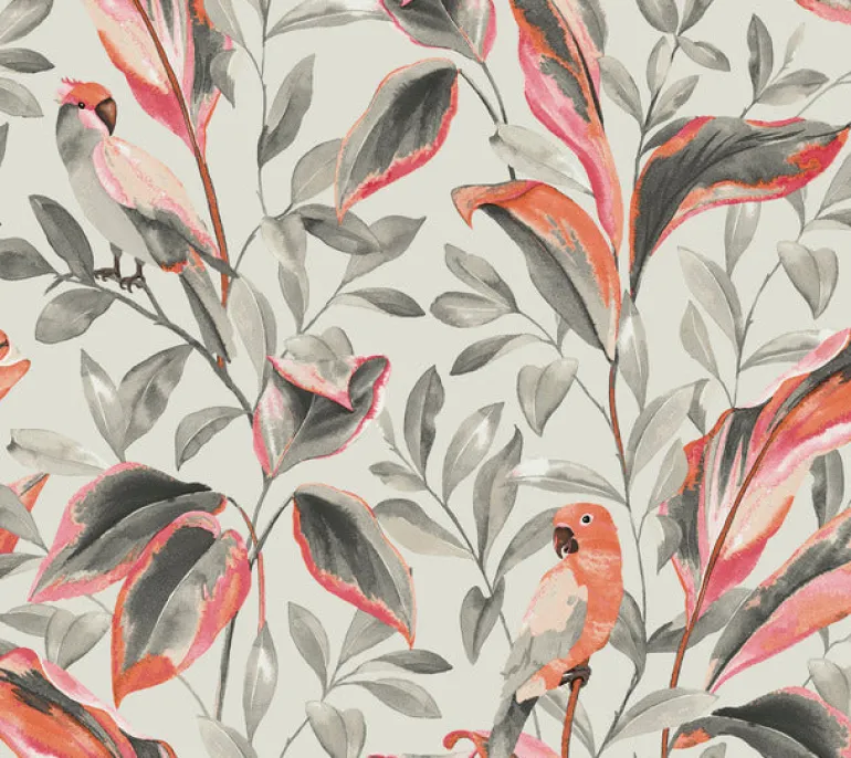 TC2652 Gray Tropical Love Birds Wallpaper