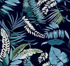 TC2623 Navy Tropical Toss Wallpaper