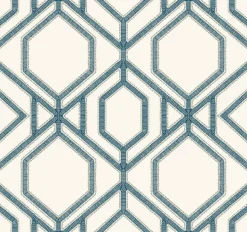 TC2634 White Blue Sawgrass Trellis Wallpaper