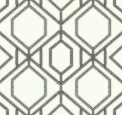 TC2632 White Gray Sawgrass Trellis Wallpaper