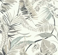 TC2622 White Tropical Toss Wallpaper