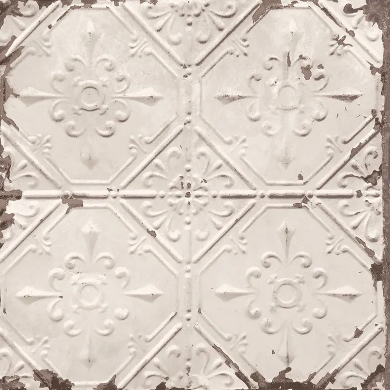 Tin Ceiling Beige Distressed Tiles Wallpaper