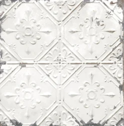 Tin Ceiling White Distressed Tiles Wallpaper