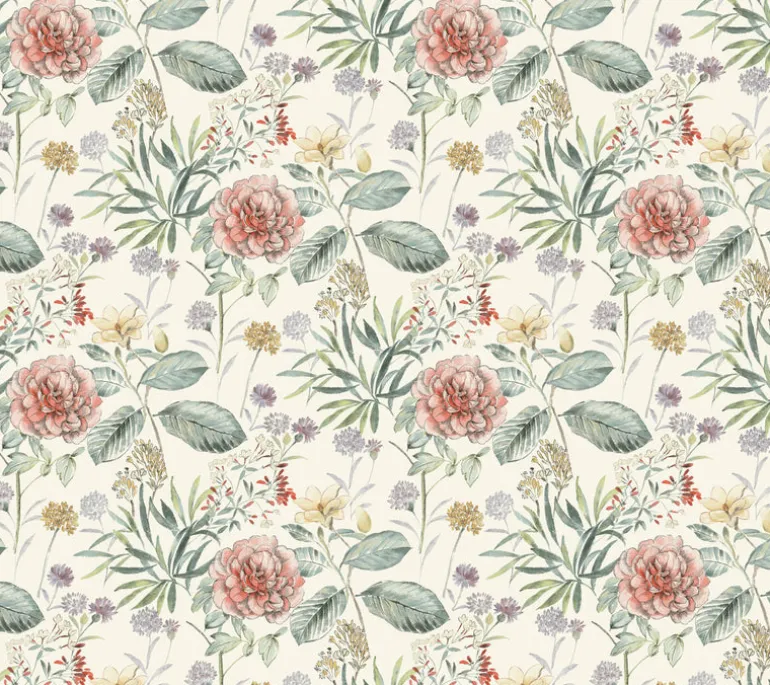 TL1919 Coral Midsummer Floral Wallpaper