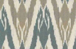 Uzbek Ikat Aqua Tan Laura Kiran Fabric