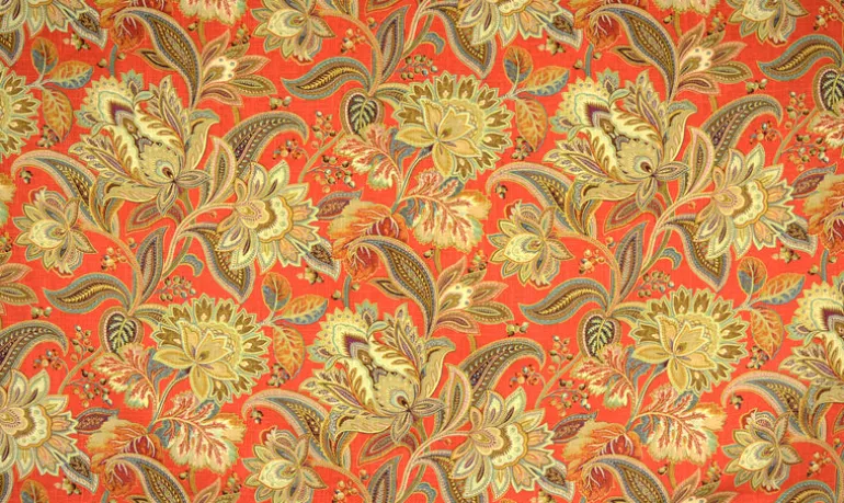 Valdosta Pompeii Turquoise And Red Paisley Floral Fabric Swavelle