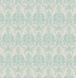 Waverly Turquoise Petite Damask Wallpaper