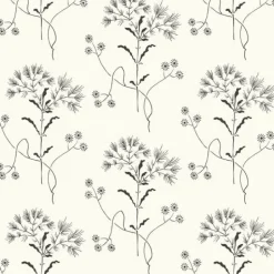 Wildflower Black on White Magnolia Home Vol. II Wallpaper