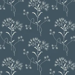 Wildflower White on Navy Magnolia Home Vol. II Wallpaper