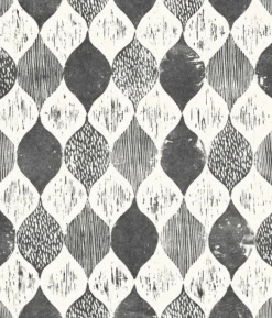 Woodblock Print Black/White Magnolia Home Vol. II Wallpaper