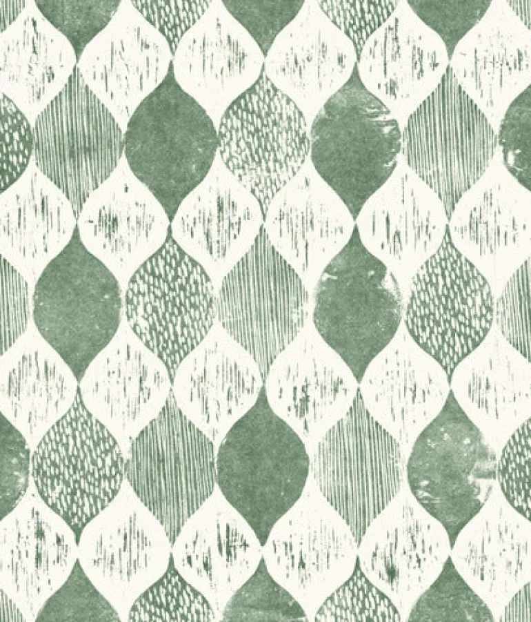 Woodblock Print Forest Green Magnolia Home Vol. II Wallpaper