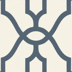Woven Trellis Federal Blue on White Magnolia Home Vol. II Wallpaper
