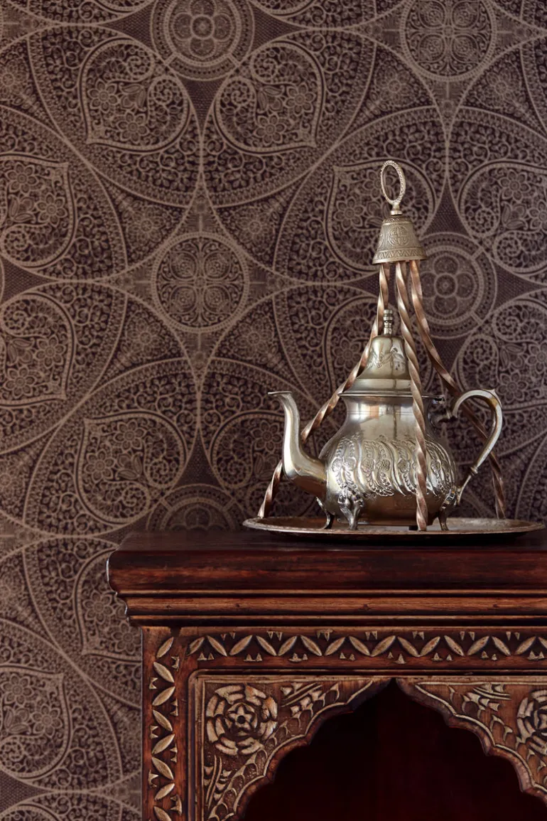 Yasamin Espresso Mehndi Medallion Wallpaper