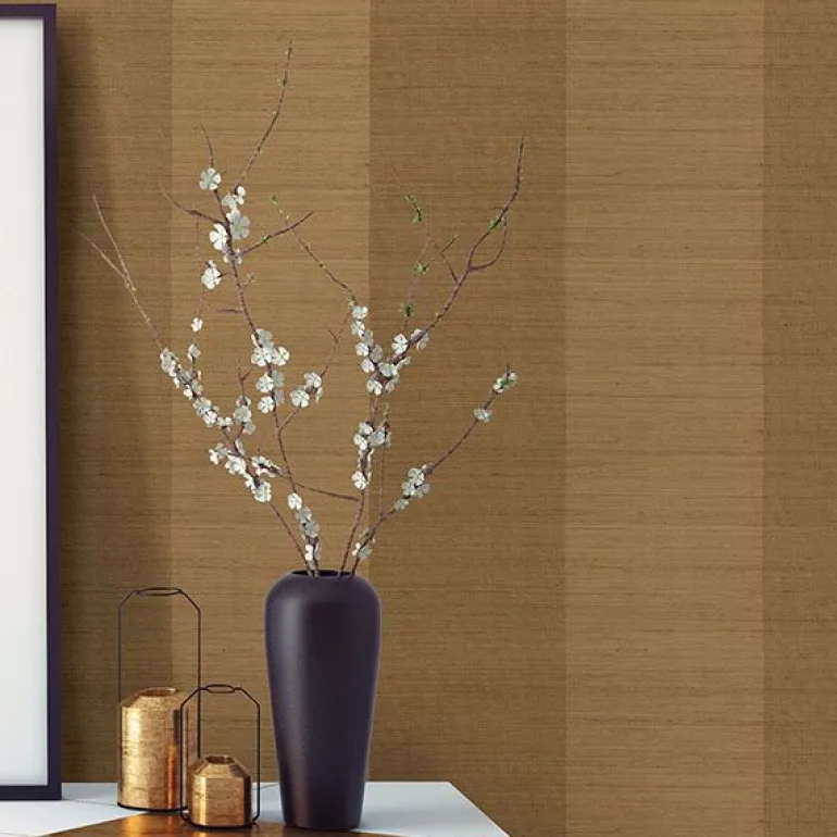 Yue Yan Olive Grasscloth Wallpaper
