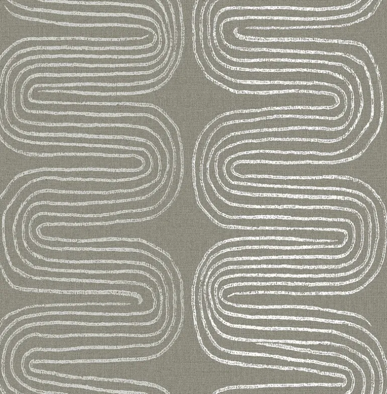 Zephyr Brown Abstract Stripe Wallpaper