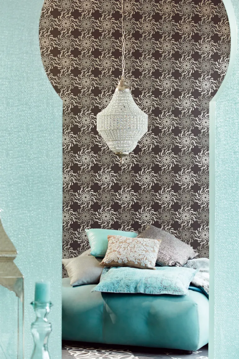 Ziba Aquamarine Metallic Woven Texture Wallpaper
