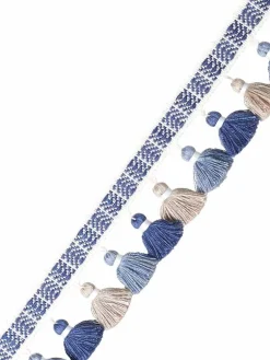 ZN100 392 Classical Elements 1.75 inch Blue Tan Tassel Trim